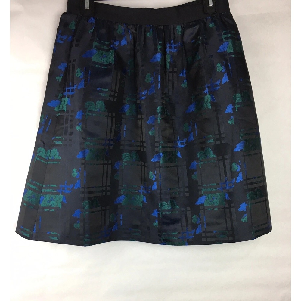 J Crew‎ Women's Plaid Jacquard Floral Rose Skirt Pockets A Line Pleated size 6